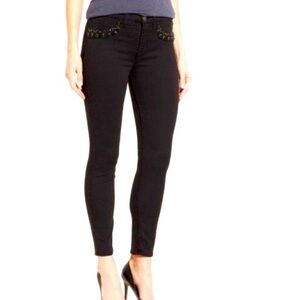 NWT Jen 7 For All Mankind Jeweled Black Ankle Skinny Jeans, sz 14